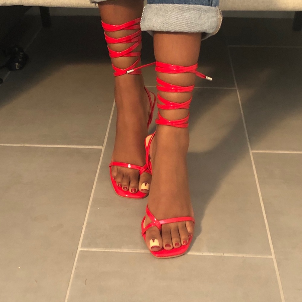 Simmi Red lace up Heels